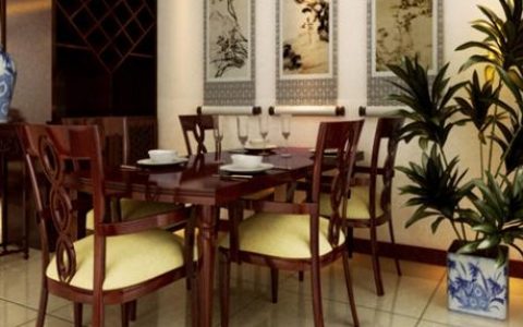 新中式风格饭庄餐桌和餐椅
