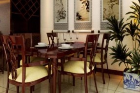 新中式风格饭庄餐桌和餐椅