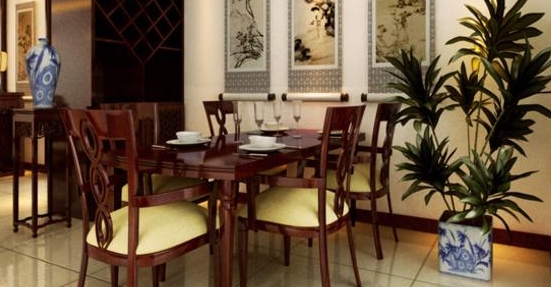 新中式风格饭庄餐桌和餐椅  第1张